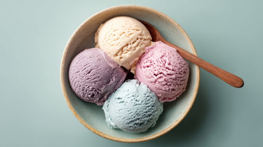 Colourful ice cream scoops at BotCafe